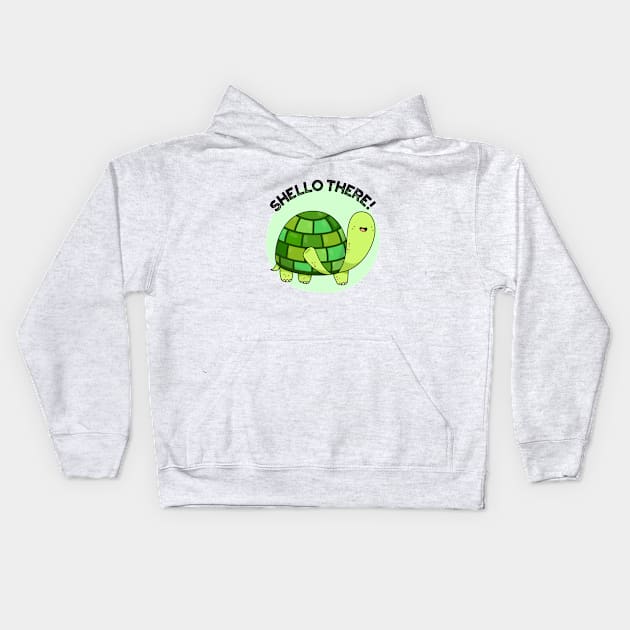 Shello There Cute Tortoise Greeting Pun Kids Hoodie by punnybone